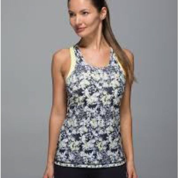 Lululemon Inspiration Tank II Crosscourt Petal Black Clarity Yellow - Picture 7 of 8